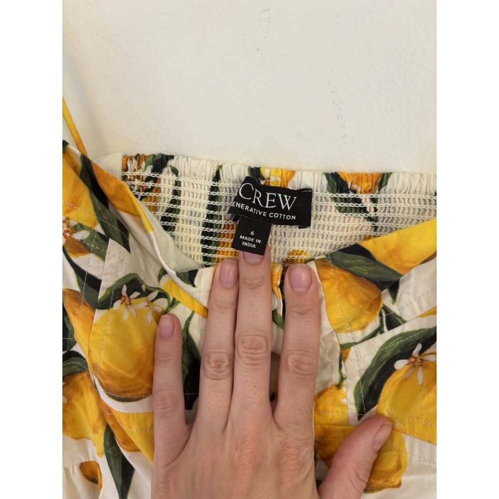 J. Crew Midi Dress Lemon Limoncello Print Buttons Preppy Citrus 6 100% Cotton - Picture 4 of 8